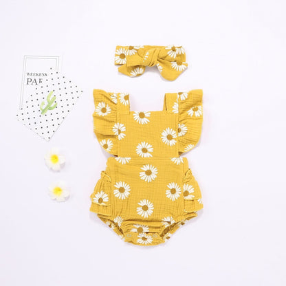 Baby Girls Daisy Romper & Headband (Age 6m-24m)