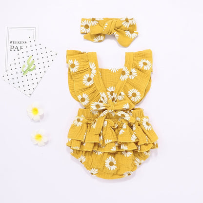 Baby Girls Daisy Romper & Headband (Age 6m-24m)