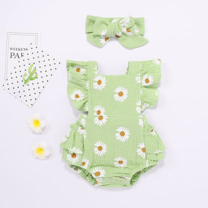 Baby Girls Daisy Romper & Headband (Age 6m-24m)