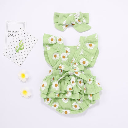 Baby Girls Daisy Romper & Headband (Age 6m-24m)