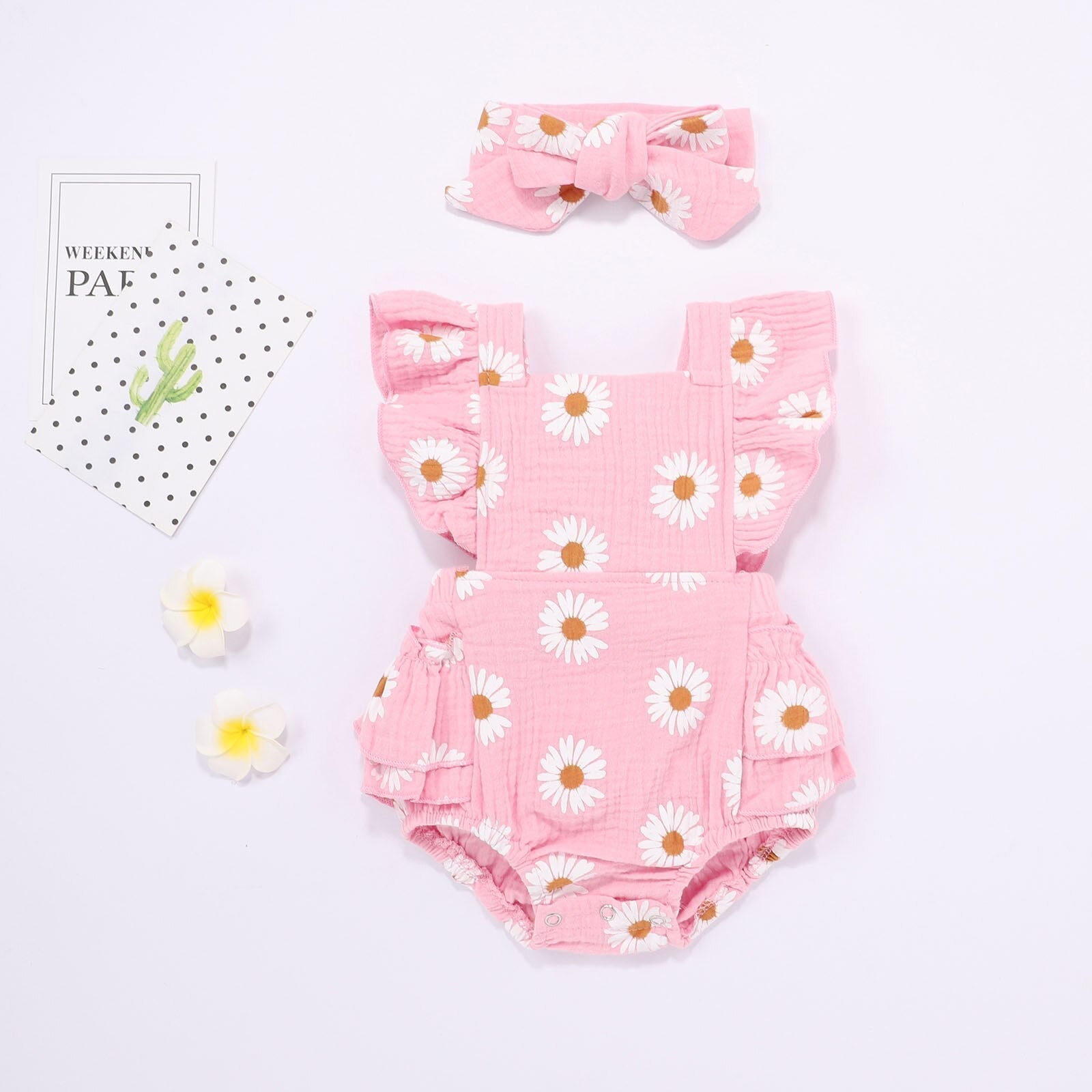 Baby Girls Daisy Romper & Headband (Age 6m-24m)