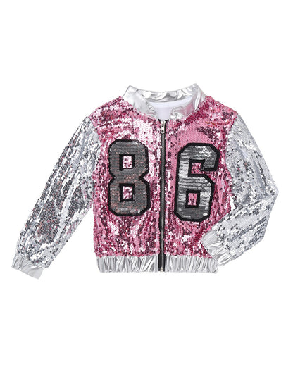 Girls Pink & Silver Sequin Jacket (Age 4-12yrs)