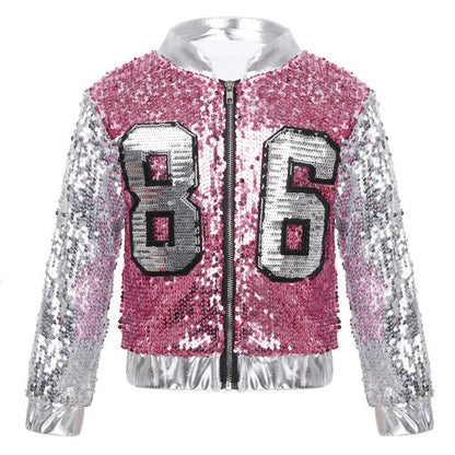 Girls Pink & Silver Sequin Jacket (Age 4-12yrs) Pink