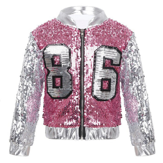 Girls Pink & Silver Sequin Jacket (Age 4-12yrs) Pink