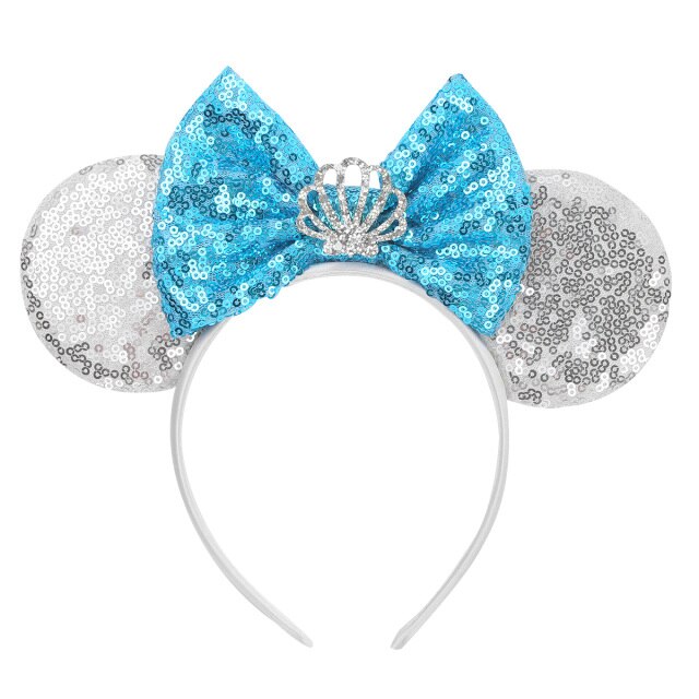 Girls Sequin Bow Headband Blue Silver