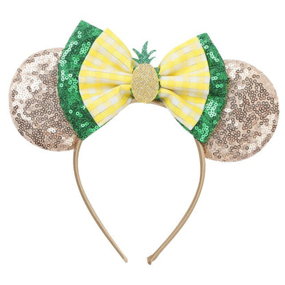 Girls Sequin Bow Headband Champagne Yellow