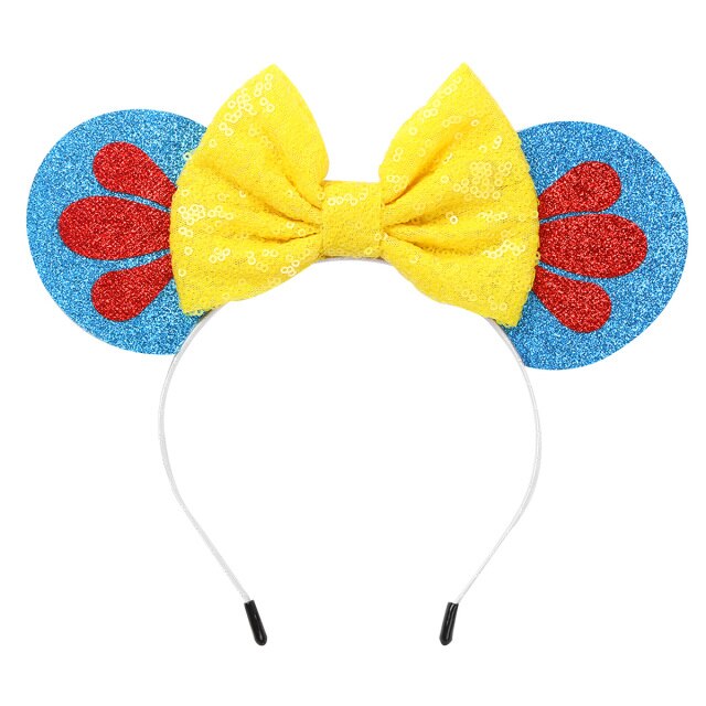 Girls Sequin Bow Headband Blue Yellow