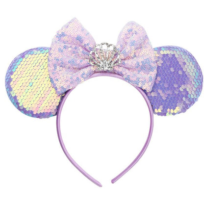 Girls Sequin Bow Headband Lavender