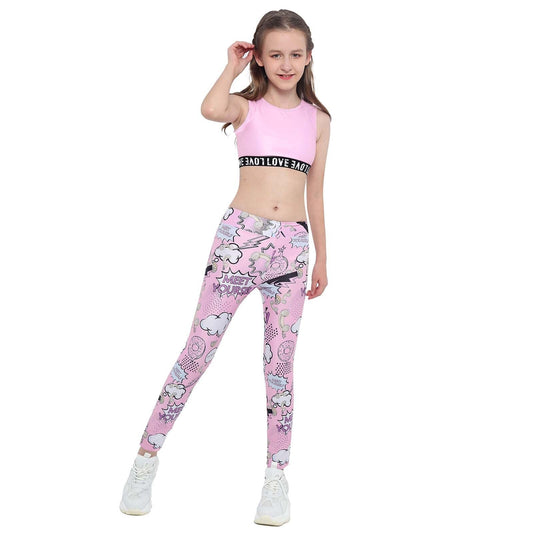 Girls Tank Top & Printed Legging Set (Age 4-16yrs) Pink