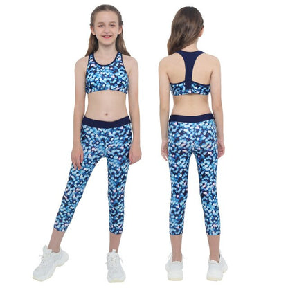 Girls Tank Top & Camoflauge Legging Set (Age 4-14yrs) Blue