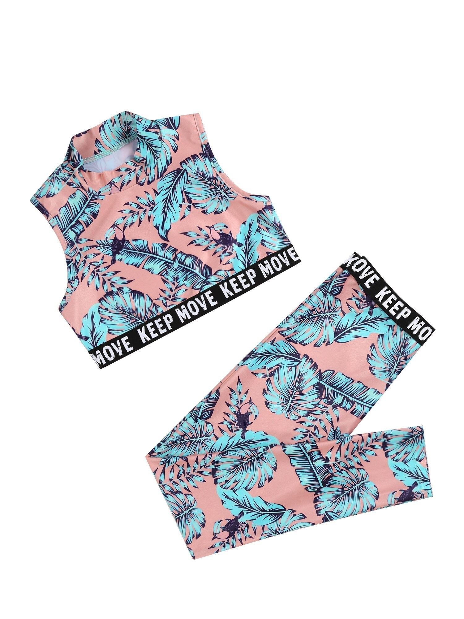 Girls Leaf Print Tank Top & Legging Set (Age 4-16yrs)