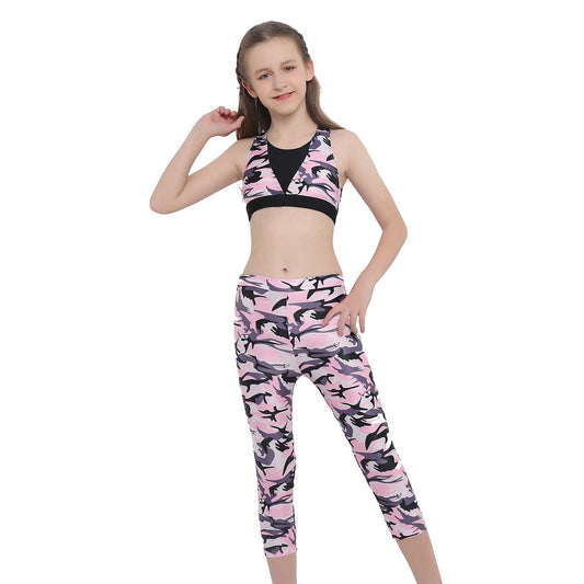 Girls Camouflage Tank Top & Cropped Legging Set (Age 4-14yrs)