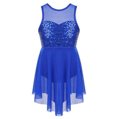 Girls Sequin Leotard Dress (Age 6-14yrs) Blue