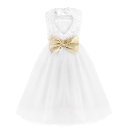 Girls White Tulle Dress & Bow Belt (Age 24M-16YRS) White