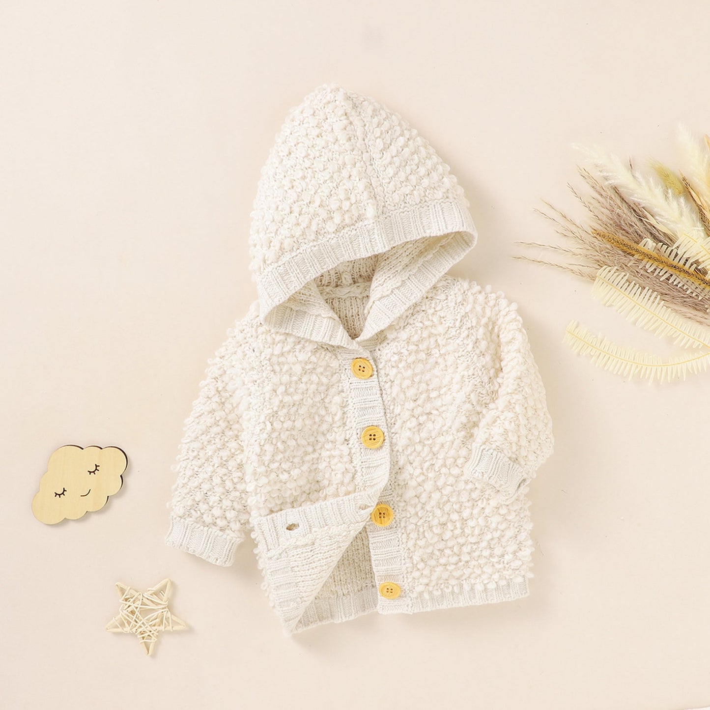 Baby White Hooded Cardigan (Age 3-18M)