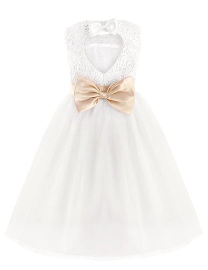 Girls White Tulle Dress & Bow Belt (Age 24M-16YRS)