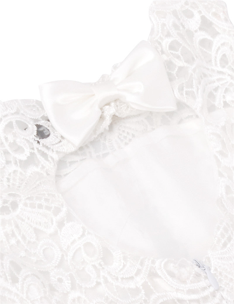 Girls White Tulle Dress & Bow Belt (Age 24M-16YRS)