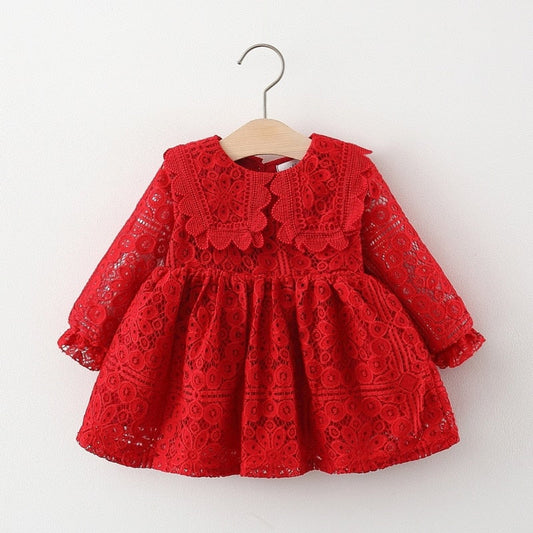 Baby / Toddler Girls Long Sleeve Lace Dress (Age 9M-3YRS)