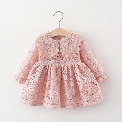 Baby / Toddler Girls Long Sleeve Lace Dress (Age 9M-3YRS) Pink