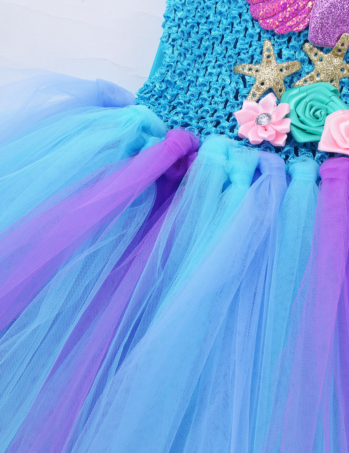 Girls 3D Mermaid Princess Costume Tulle Dress (Age 24M-12Y)