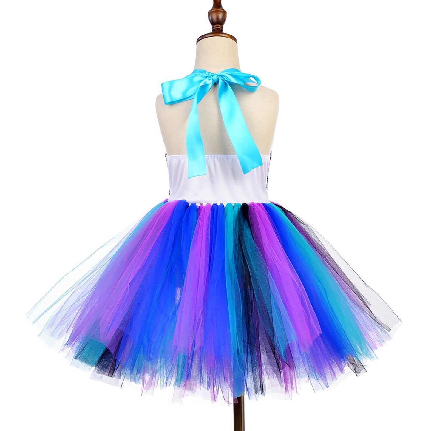 Girls Mermaid Costume Tulle Dress & Headband (Age 12M-8YRS)