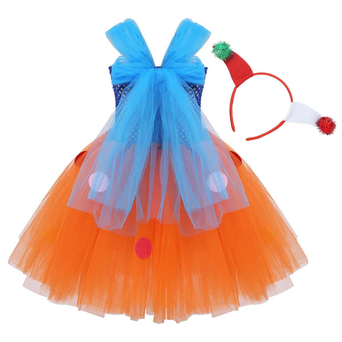 Girls Clown Costume Tulle Dress (Age 24M-12Y)