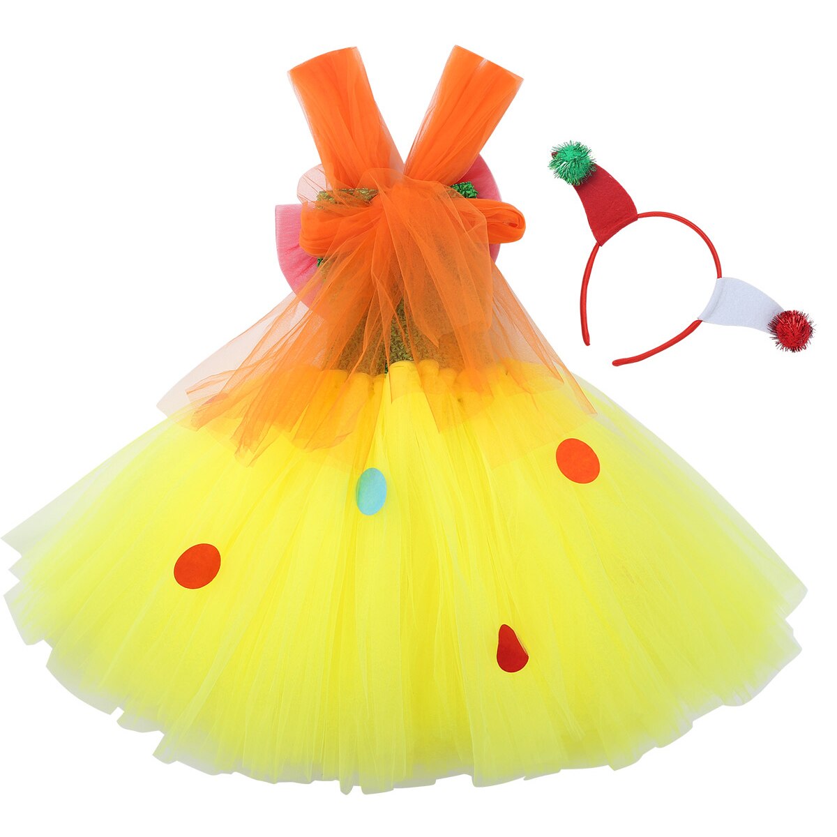 Girls Clown Costume Tulle Dress (Age 24M-12Y)