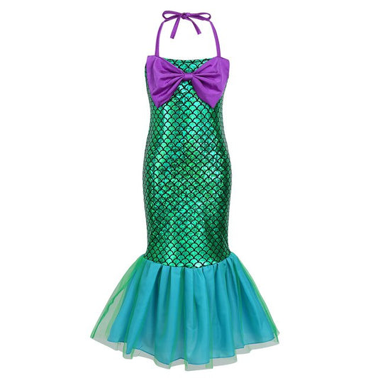 Girl Mermaid Fishtail Maxi Costume Dress (Age 3-12Y) Green