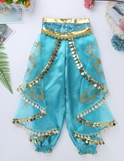 Girls Green Genie Costume (Age 4-10YRS)