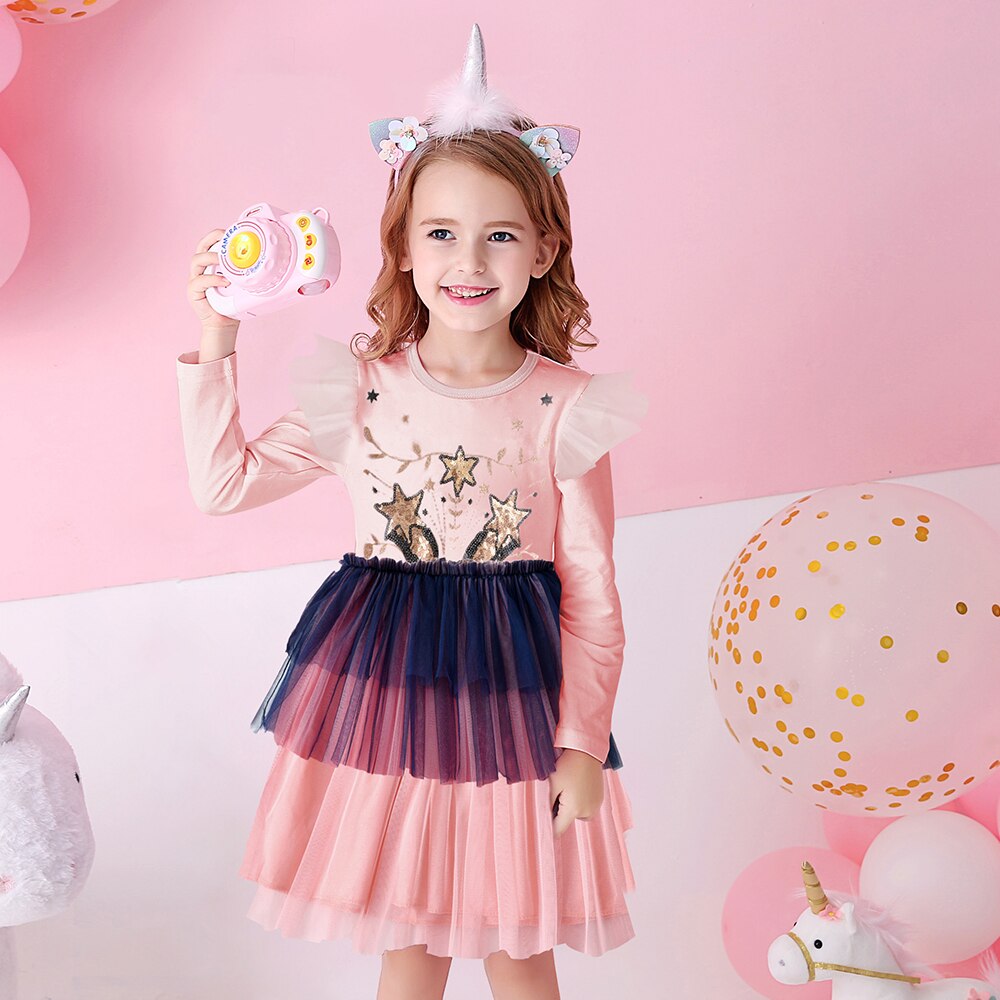 Girls Pink Layered Tulle Dress (Age 3-8YRS) Pink