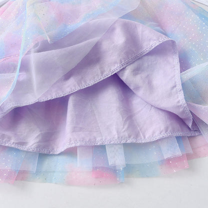 Girls Blue Long Sleeve Butterfly Tulle Dress (Age 3-8YRS)