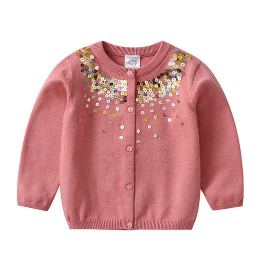 Girls Pink Sequin Knitted Cardigan (Age 3-8YRS) Pink