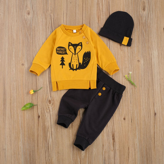 Baby Boys Fox Top & Trousers & Hat Set (Age 6-24M)