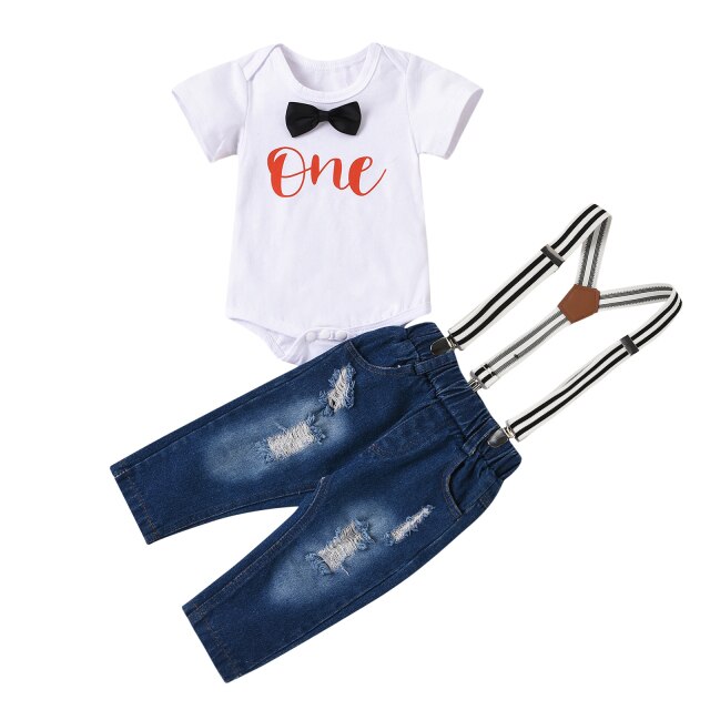 Baby Boys T-Shirt & Jeans With Braces Set (Age 9M-24M) Red