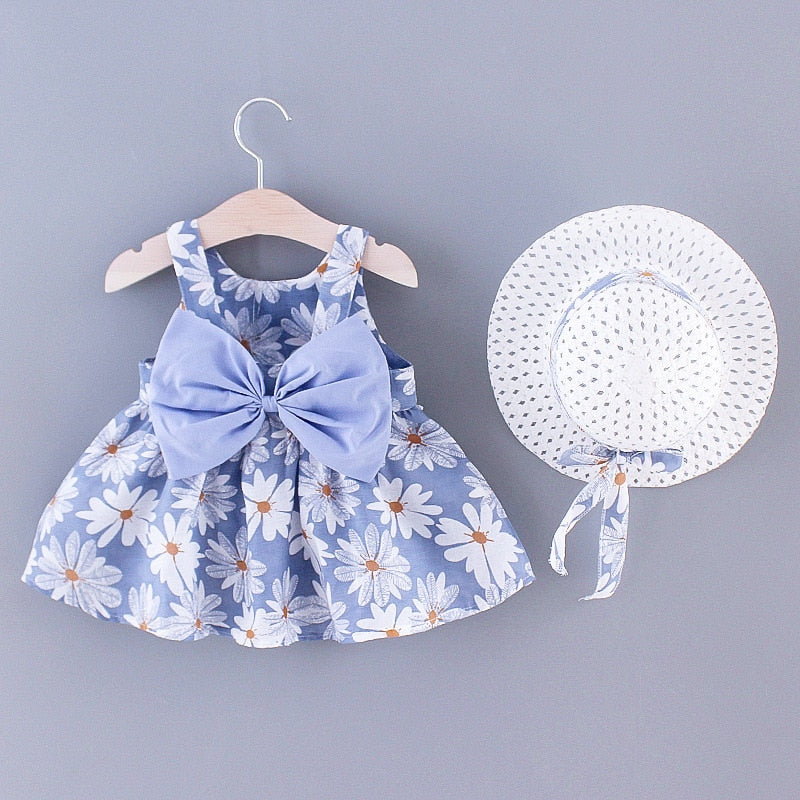 Baby / Toddlers Girls Summer Floral Dress & Hat (Age 12M-3YRS)