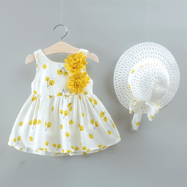 Baby / Toddlers Girls Summer Floral Dress & Hat (Age 12M-3YRS) Multi HZ050608-YL