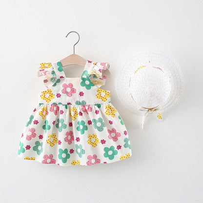 Baby / Toddlers Girls Summer Floral Dress & Hat (Age 12M-3YRS) Multi HZ0065-GN