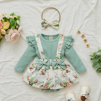 Baby Girls Bodysuit & Floral Pinafore Dress Set (Age Newborn - 24M)