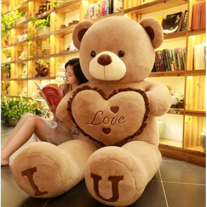 Large Heart Teddy Bear Plush Toy 80-100cm Brown 80CM