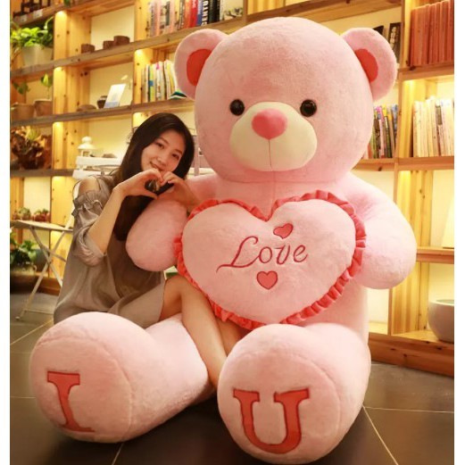 Large Heart Teddy Bear Plush Toy 80-100cm Pink 80CM