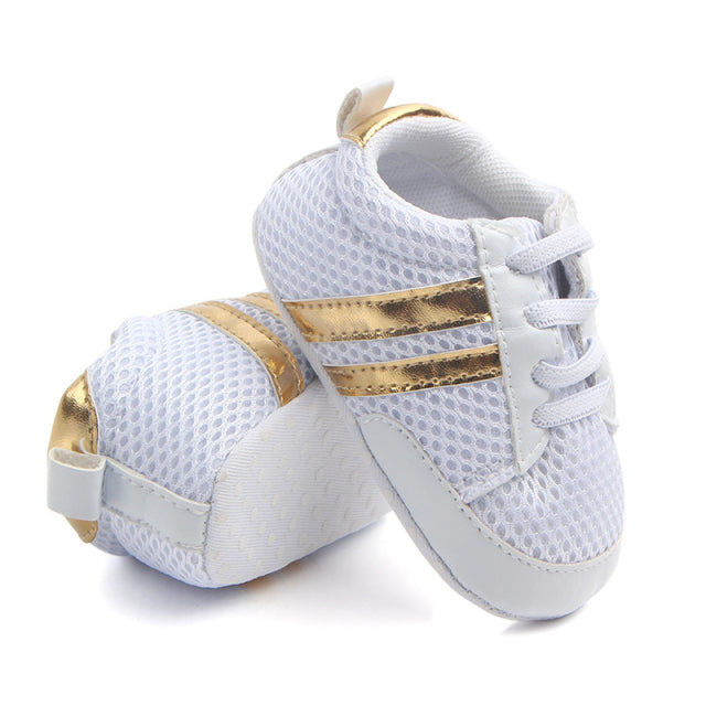 Baby Sneakers First Walkers Shoes Gold-White