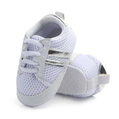 Baby Sneakers First Walkers Shoes White-Silver