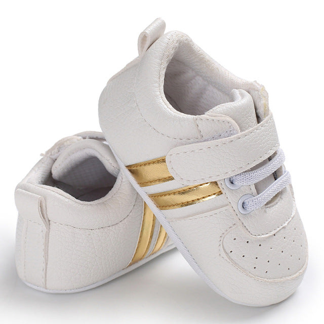 Baby Sneakers First Walkers Shoes White-Gold