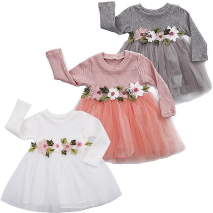 Girls Baby / Toddler Long Sleeve Tulle Dress (Age 9m-3yrs)