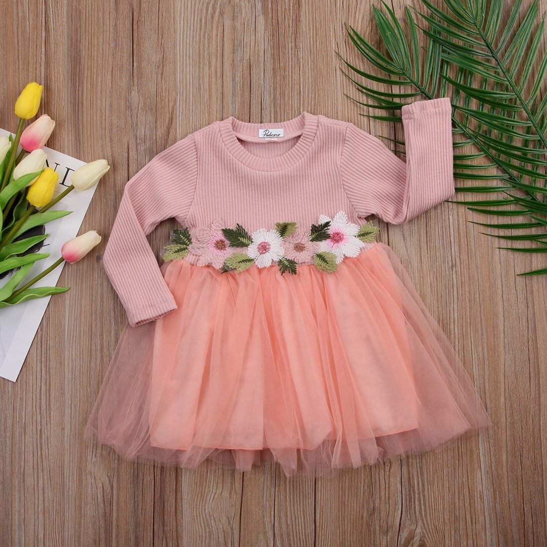 Girls Baby / Toddler Long Sleeve Tulle Dress (Age 9m-3yrs)