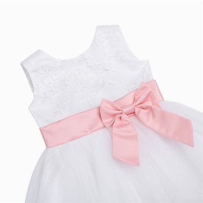 Baby Girls Pink & White Lace Tulle Dress (Age 3M-24M)