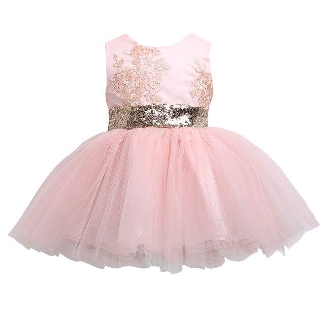 Girls Toddler Pink Sequin Belt Tulle Dress (Age 6M-10yrs) Pink