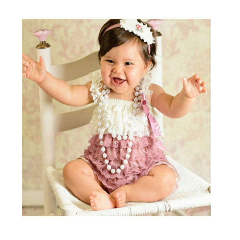 Baby Girls Lace Ruffle Romper (Age 3m-24m)