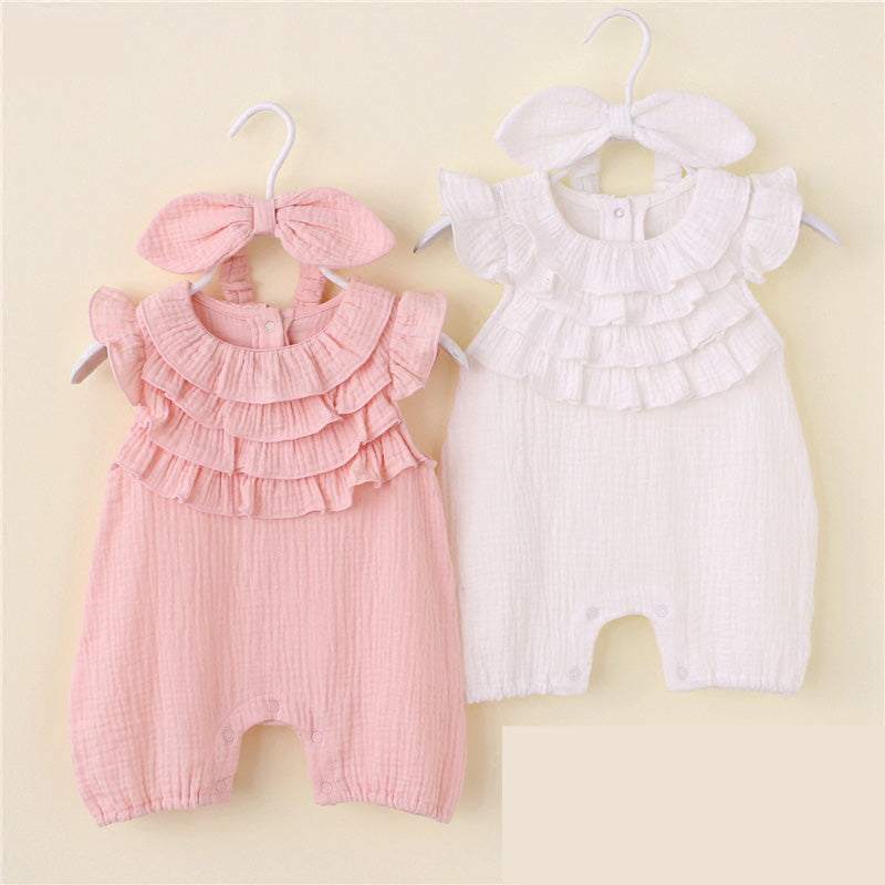 Baby Girls Ruffle Romper & Headband Set (Age Newborn - 12M)