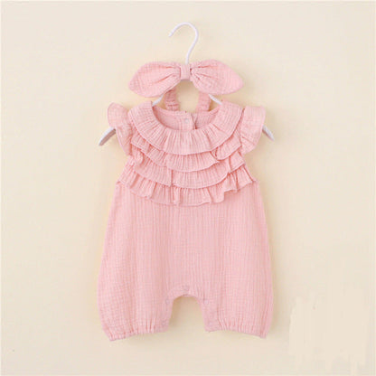 Baby Girls Ruffle Romper & Headband Set (Age Newborn - 12M) Pink